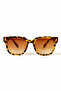 Women's Leopard Pattern Frame Brown Glass Gold Detail Sunglasses - 5