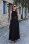 New Season Women's Off-The-Shoulder Open Collar Open Waist Lace Slit Long Janjan Crepe Stylish Event Dress - 6