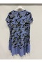 Blue Italian Camouflage Pattern Short Sleeve Midi Length Viscose Dress 40 - 44 Size - 3