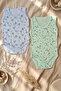 2-Piece Baby Sleeveless Bodysuit Set 100% Organic Cotton Ship and Sky Pattern Breathable Soft Textured Bodysuit Set Blue-Mint 9-12 Months / 12-18 Months / 18-24 Months / 2-3 Years - 4