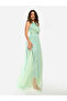 Textured Mesh Overlay Gown Maxi Dress - 5