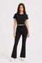 2120 Women's Crop T-Shirt and Palazzo Pants Set Black