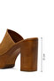 Women's Tan Platform High Thick Heeled Suede Leather Slippers 26Pfd151310 - 4