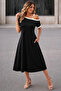 Women's short sleeve one shoulder midi viscose dress - 2