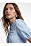 Cotton Slim Fit Short Sleeve Gathered Collar Poplin Shirt