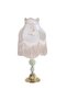 Ecru Velvet Covered Vintage Classic Lampshade with Pearl Base - 4