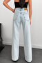 Women's Low-Cut Ice Blue Palazzo Jeans - 3