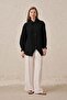 Black-Balloon Sleeve Oversize Shirt - 2