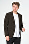 Men's Slim Fit Blazer Jacket Brown White - 3