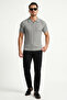 Gray Polo Collar Half Zipper Knitwear Men's T-Shirt - 4