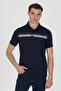 Polo Collar Cotton Pocketless Striped Short Sleeve T-Shirt