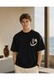 Black Color Oversize Vav Letter Ethnic Motif Back Printed T-Shirt - 4