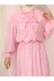 Shirt with Ruffle Detail at Collar, Elastic Waist, Lined Skirt, Two-Piece Set