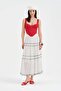 Women's Polka Dot Printed Lined Long Skirt with Elastic Waist Design