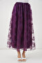 Women's Flocked Printed Long Tulle Skirt 1480 - Purple - 2