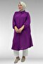 48058 Plus Size Buttoned Muslin Shirt - Plum