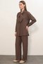 Women's Brown Suit with Scarf Detail - 2