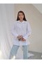 Women's Mirelle Woven Poplin Fabric Waist-Slit Shirt with Chain Detail - 5