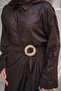 Women's Hidden Button Detailed Straw Trousers Set Brown - 5