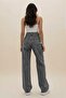 Women's High Waist Anthracite Palazzo Jeans Lycra Smoked Jeans - 3