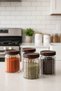 Mien Set of 4 Acacia Lid Striped Glass Jars |   Terra Storage Jar 11X8 - 2