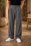 Men's Smoked Fabric Trousers Baggy Cut Pleated