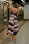 Women's Strappy Wide V-Neck Back Tie Slit Single Jersey Dress - 2