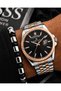 Men's Wristwatch Silver Rose Gold Steel Band Black Dial with Calendar 2 Years Warranty