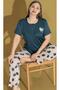 Women's Oversized Short Sleeve Pajama Set 9567-L - 3
