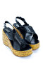 Mnrs 1009 Cross-Strapped Wedge Heeled Adjustable Sandals