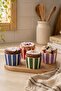 Almond Blue Striped Ceramic Snack Bowl / Mini Bowl - 4