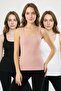 3-Pack 100% Cotton Ribbed Camisole Thick Strap U-Neck Flexible Comfortable Daily Women's Undershirt Set