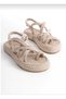 Women's Beige Rope Sandals Straw Knitted Sole Summer Sandals - 4
