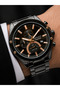 Men's Wristwatch Steel Band Black Color with Function Calendar and Gift Box