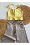 Girls' Yellow Strap Blouse and Wide-Leg Pants Set - Stylish 2-Piece Summer Set - 4