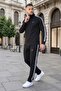 New Season Men's Piped Tracksuit Set, Black - 2
