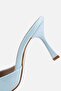Woman's blue pointed toe high heeled slipper - 6