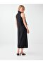 Black V-Neck Midi Dress with Flywheel Detail - 6
