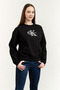 Women's Regular Fit Cotton Logo Embroidered Long Sleeve Black Sweatshirt - 2