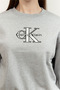 Women's Regular Fit Cotton Logo Embroidered Long Sleeve Gray Sweatshirt - 5