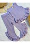 Girl's Summer Ruffle Detailed Waffle Fabric 2-Piece Top and Bottom Set - 2