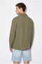 Men's Khaki Breathable Half Oversize Muslin Fabric Long Sleeve Collared Shirt 60001001 - 5