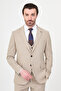 Striped Slim Fit Mono Collar Classic Men's Suit Beige - 45473.26Y - 4