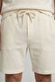 Men's Ecru Textured Elastic Waist Lace-Up Shorts - 2