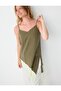 Light Khaki V-Neck Lace Detailed Strappy Blouse - 6