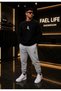 Unisex Wide Cut Zero Collar and Sweatpants Football Player Printed Set