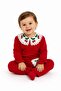 Baby girl cherry/strawberry embroidered lace collar 2-piece set red bottom top tracksuit set 6-24 months - 4