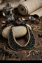 Stone-Encutured Arpa Vintage Collar Necklace - 2