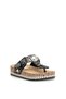 26Y217-4 Women's Stoned Flat Slippers Black - 3
