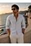 Fit Cut Cotton Linen, Breathable, Light Textured, Button-Up Collar, Men's Linen Shirt